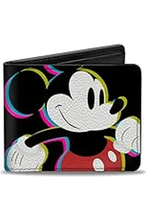 Buckle Heren Cmyk Mickey Mouse Walking Pose + Mickey Mouse Bi Fold portemonnee, veelkleurig, standaard maat US, veelkleurig, standaard maat