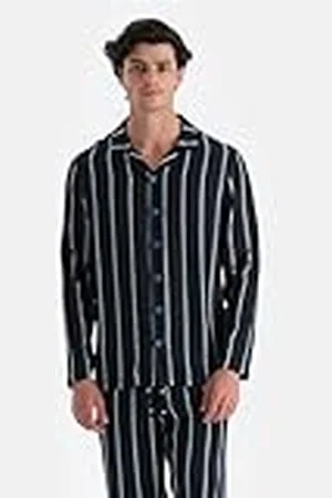 Dagi Heren Navy Striped Viscose Woven Shirt, S, , S