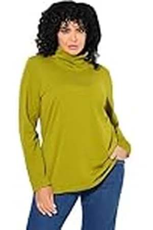 Ulla Popken Dames grote maten grote maten plus size shirt, rolkraag, slim, lange mouwen, , 46/48 NL