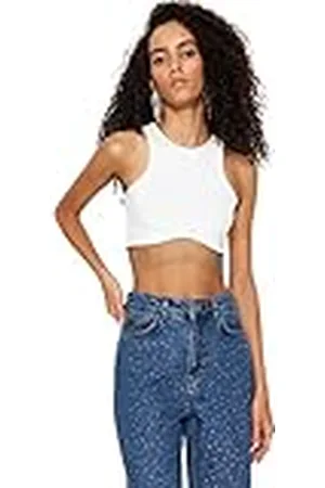 Trendyol Dames getailleerde basic gebreide blouse met ronde hals, , 62
