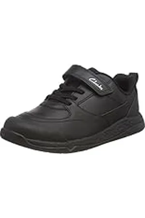 Clarks School SteggyStride K Sneakers, zwart leer, 27,5 EU, , 27.5 EU