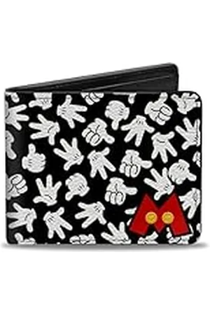 Buckle Mickey Mouse M Icon/Hand Gestures Scattered Black/White reisaccessoires Bi-Fold-portemonnee, meerkleurig, standaard maat