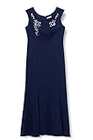 Gina Bacconi Vrouwen Geweven Stretch Satijn Kralen Maxi Jurk Cocktail, Navy, 18, , 44