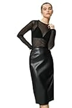 Koton Dames rits detail High Rise Faux Leather Midi Rok, , S