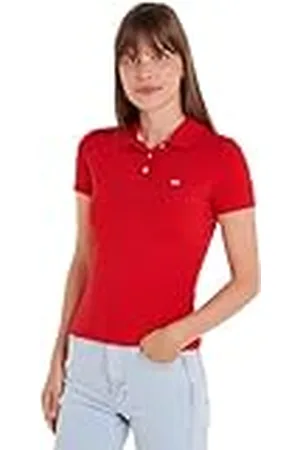 Tommy Hilfiger Dames TJW Slim Essential Polo SS, diep karmozijnrood, L, , L