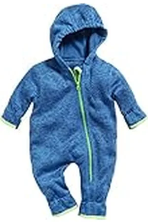 Playshoes Baby gebreide fleece overall, ademende unisex jumpsuit voor jongens en meisjes met lange ritssluiting en capuchon, gemêleerd patroon, , 92 cm
