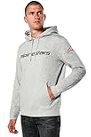 Alpinestars Linear Wordmark Hoodie V3 Sweatshirt met capuchon voor heren, grijs gemêleerd/rood/zwart, M, grijs gemêleerd/rood/zwart, M