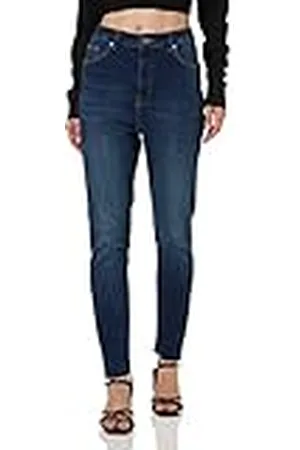 NA-KD Vrouwen Skinny hoge taille Raw Zoom Jeans, , 6 UK, , 32