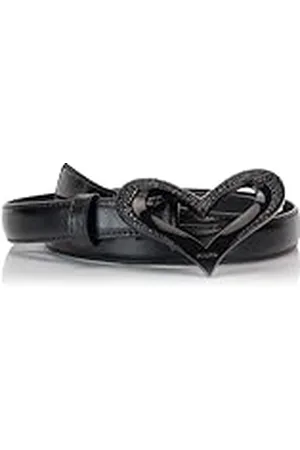 Pinko Love Heart H2 riem lederen vintage riem, Z99B_zwart limousine blok kleur, XS dames, , XS