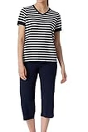Schiesser Damen Schlafanzug kurz Set 3/4 lange Hose kurzarm Oberteil weiche Baumwolle - Nightwear