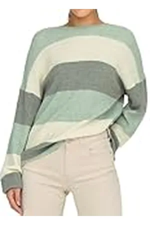 ONLY Dames Trui met Ronde Hals en Ribboord - Lang Gewatteerd met Diepe Schouderuitsnijding, Colour:Green, Size:S