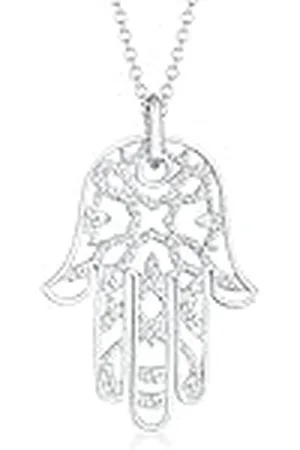 Elli PREMIUM halsketting dames Hamsa hand met kristallen in 925 sterling , 70 cm, facetgeslepen, kristal