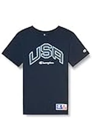 Champion Legacy Retro Sport B - USA S/S Crewneck T-shirt, marineblauw, 9-10 jaar kinderen en jongeren SS24
