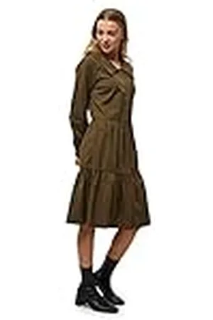 Minus Delphia casual damesjurk, dark olive, 36