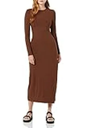 Amazon Dames brede rib open rug jurk met lange mouwen (voorheen Daily Ritual), , medium