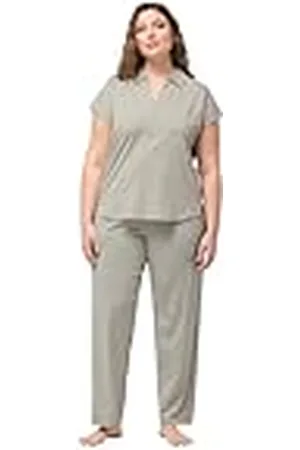 Ulla Popken Dames, grote maten, pyjama, shirtkraag, , 42-44