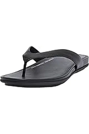 FitFlop Gracie Leren Teenslippers voor dames, Zwart, 7 UK Narrow