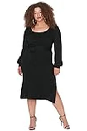 Trendyol Midi Bodycon getailleerde plus size jurk voor dames, , 3XL, , 3XL