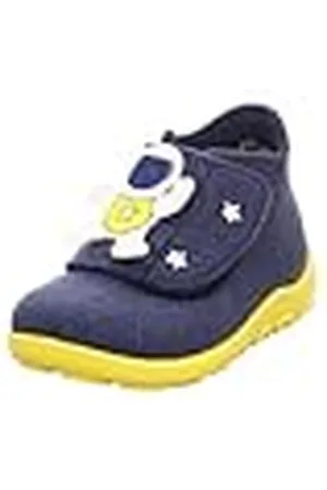 Superfit Jungen HAPPY Hausschuhe, DUNKELBLAU/GELB 8000