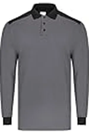 Velilla 105529S Poloshirt Stretch Tweekleurig Lange Mouwen Grijs Zwart Maat 2XL, , XXL