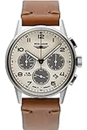 Iron Annie Herenhorloge met vintage lederen band serie G38 kwarts chronograaf datum 5372, , Klassiek