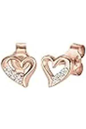 DIAMORE Elli Oorbellen Dames Oorsteker Hart Motief Elegant met Diamant (0.06 ct.) in 925 Sterling Zilver