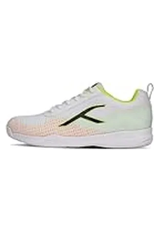 Hundred Blade Lite Non Marking Badminton Shoes (White/Lime/Orange/Black, 11UK/12US/45EU) | Unisex | Material: Knitted Upper & Rubber Sole | Perfect for Squash, Table Tennis, Basketball & Indoor Sports