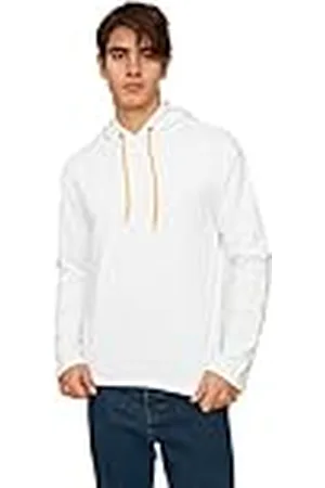Trendyol Heren White Regular Fit Hooded Sweatshirt, XL