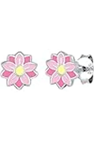 Elli Oorbellen kinderen bloem pastel email in 925 sterling , Eén maat, Facetgeslepen, Geen edelsteen