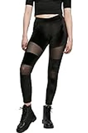 Urban classics Velvet Tech Mesh Leggings voor dames, , L