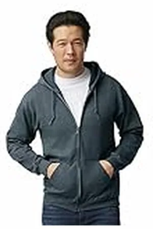 Gildan Heren Fleece sweatshirt met capuchon en rits, stijl G18600, Donkere Heather, XL