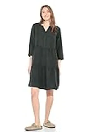 CECIL Dames Linen_li/Cv Split Neck Solid D Jurk, , M