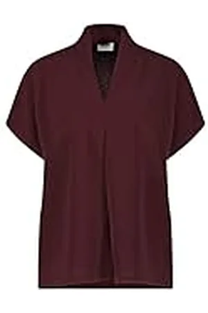 Gerry Weber Damesshirt met sjaalkraag korte mouwen, overlappde schouders T-shirt 1/2 mouw halflange mouwen effen, , 36