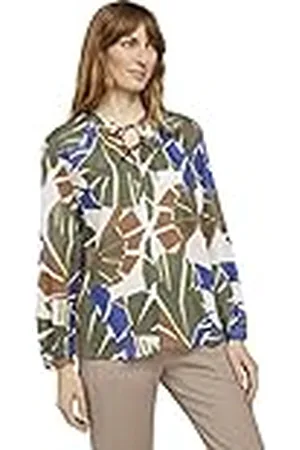 TOM TAILOR Dames Blouse met patroon en binddetail 1025804, , 40