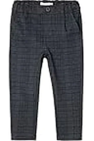 NAME IT Boy Broek Slim Fit, donkergrijs/checks: checks, 110
