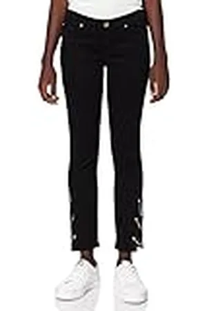 7 for all Mankind Dames The Skinny Crop Slim Illusion Fame with Chains On Hem Jeans