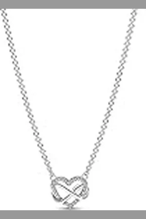 PANDORA Moments Funkelnde Unendlichkeits-Herz Collier-Halskette aus Sterling Silber mit Zirkonia Steinen, Größe 50cm, 392666C01-50