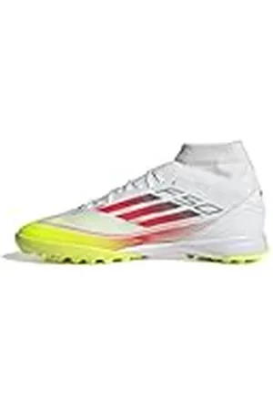 adidas Dames F50 LEAGUE Mid Football boots Turf Women, Cloud White/Lucid Red/Solar Yellow, 45 1/3 EU