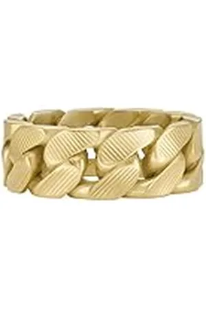 Fossil Herenring Harlow Linear Texture Chain roestvrij staal goudkleurig, JF046997108, Roestvrij staal, Geen edelsteen