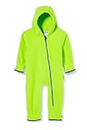 Playshoes Baby fleece overall, ademende uniseks jumpsuit voor jongens en meisjes, met lange ritssluiting en capuchon, contrasterende kleuren