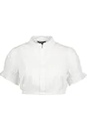 Ulla Popken Dames grote maten grote maten plus size dirndlblouse, biezen, kant, opstaande kraag, halve mouwen 816306, , 54 NL