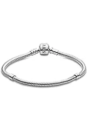PANDORA Moments Schlangen-Gliederarmband mit Zylinderverschluss aus Sterling-Silber, kompatibel mit Charms und Anhängern aus der Moments Kollektion, Größe: 20cm