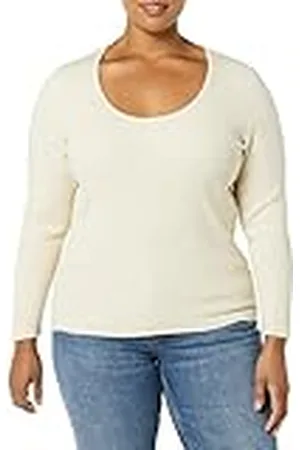 Amazon Dames fijne gauge stretch ronde hals lange mouwen trui (verkrijgbaar in grote maten) (voorheen Daily Ritual), , XX-Large