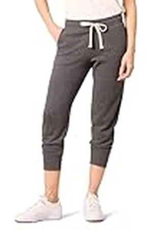 Amazon Dames French Terry Fleece Capri Jogger Joggingbroek, grijs (Charcoal Grey Heather) Fabrikant Maat: M (EU M - L)