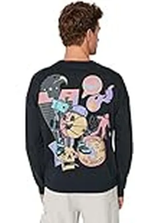Trendyol Man Herenkleding Oversize Basic Crew neck Knit Sweatshirt, Marineblauw, S, , S