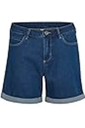Kaffe Dames Denim Shorts Mid-Thigh Lengte Gevouwen Manchetten Regular Taille, , 34