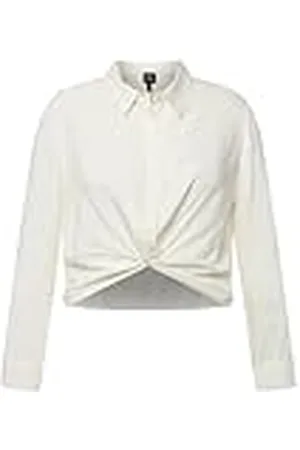 Ulla Popken Dames, grote maten, hemdblouse kort met knoopdetail, , 58-60