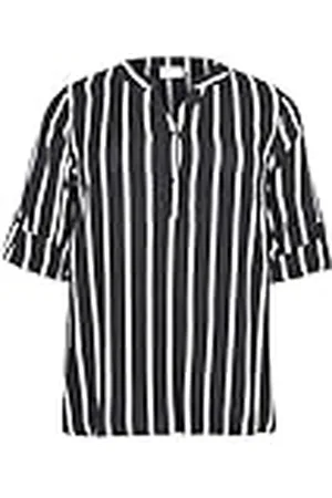 Kaffe Dames Plus Size Shirt Lange Mouwen, Zwart/Chalk Stripe, 50