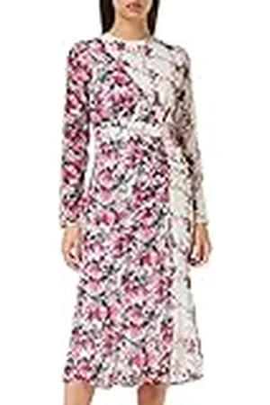 HOPE & IVY De Doroty Midi-jurk met contrasterende print voor dames, asymmetrische snit en zijsplit, speciale gelegenheid, , 38