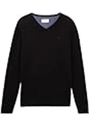 TOM TAILOR Basic pullover voor heren met V-hals van katoen, , M